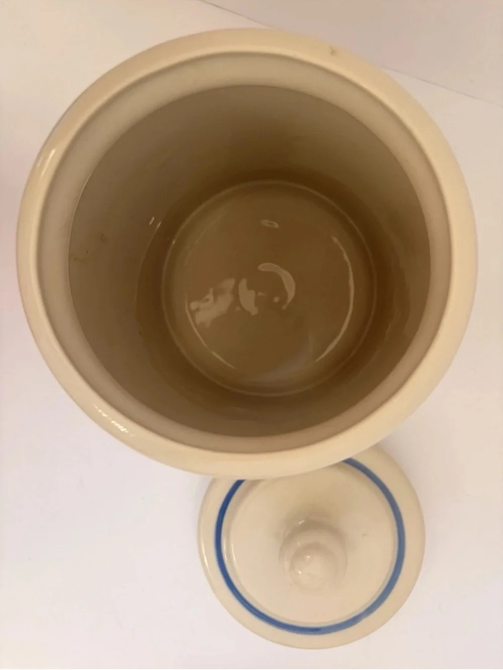 Cream Ceramic Canister with Blue Floral Motif